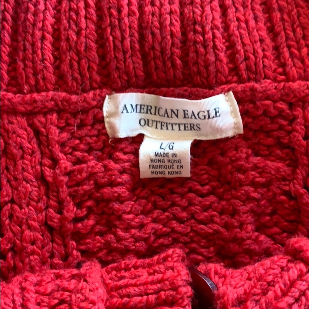 NWOT American Eagle Red Crochet Sweater - Picture 4 of 6